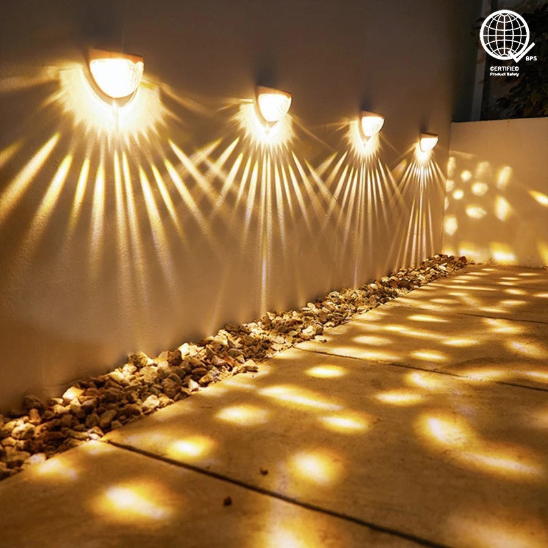Ready Stock Solar Power Lamp LED Semicircular Wall-mounted Light Waterproof Outdoor Garden Decoratio
