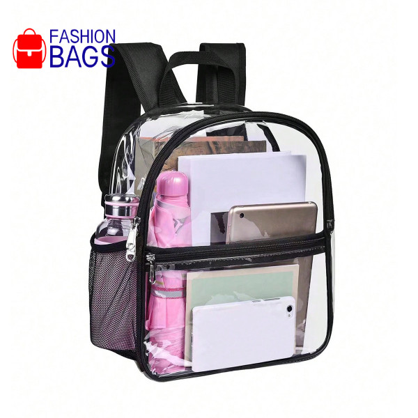 [Fashion bags] PVC transparent double backpack outdoor backpack large capacity student school bag