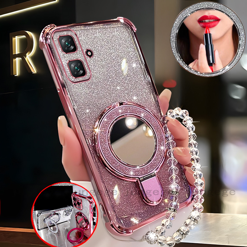 Case for Infinix Smart 10 phone casing Transparent soft shell glitter makeup mirror