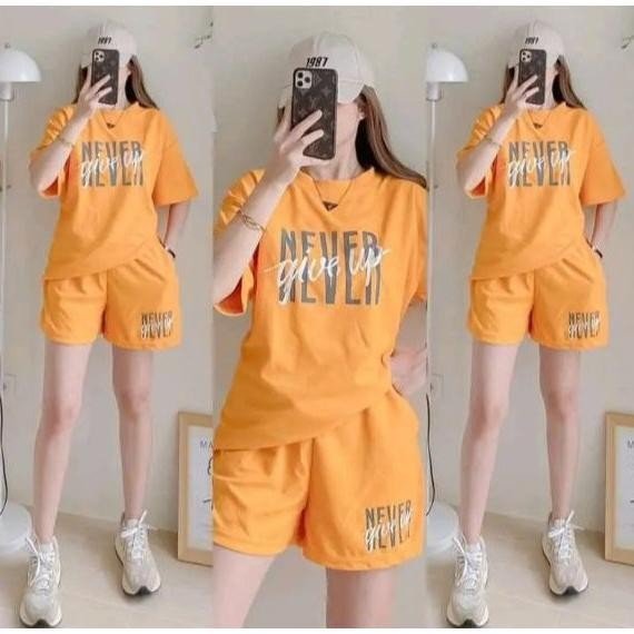 9558-Waffle Comfort Fabric Never give Up T-Shirt/ Terno Short w/two Pockets (XL-XXL)