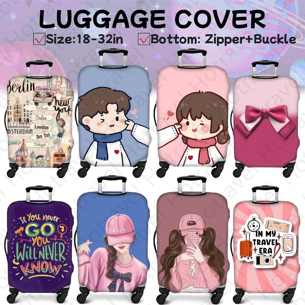 Hotravel Cute Bow Luggage Cover Protector Washable Elastic Suitcase Cover Dustproof for Family Used