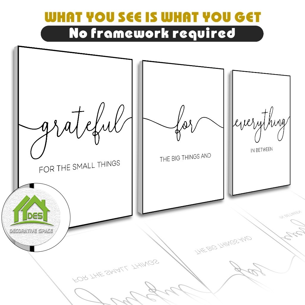 Decorative Wall Art 3PCSThick Board (No Frame Required)-Grateful For Everything Thanksgiving Mural