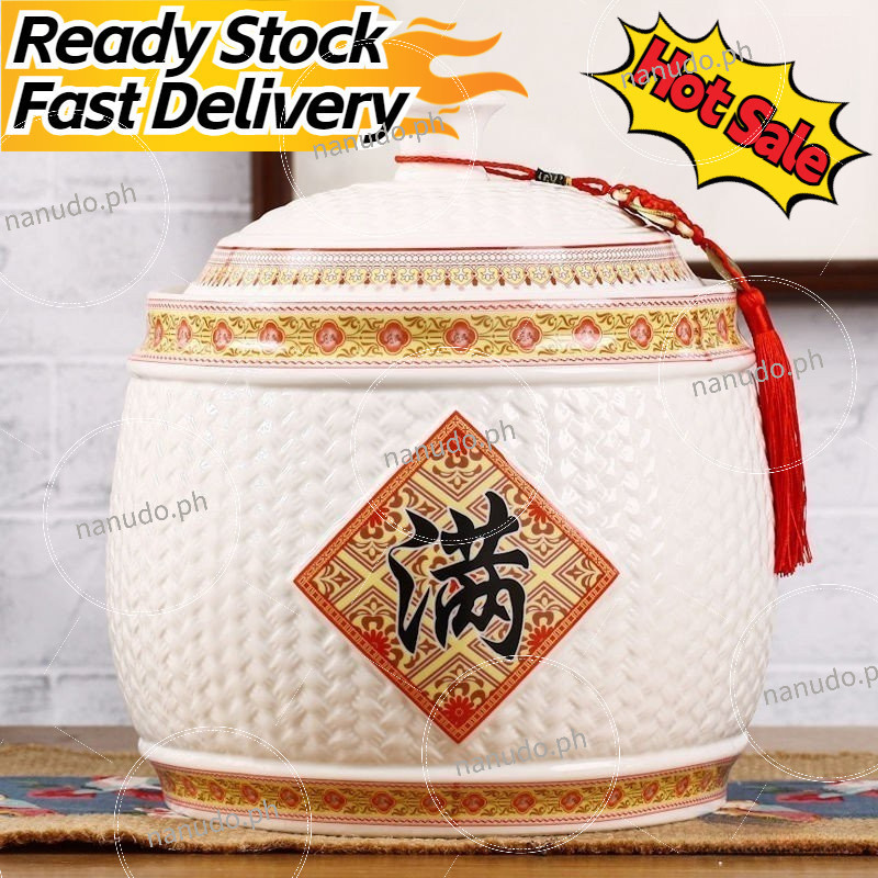【PH Stock Fast Delivery】[High Quality] Ceramic Rice Storage/Rice Storage/ Vase Porcelain Rice Contai