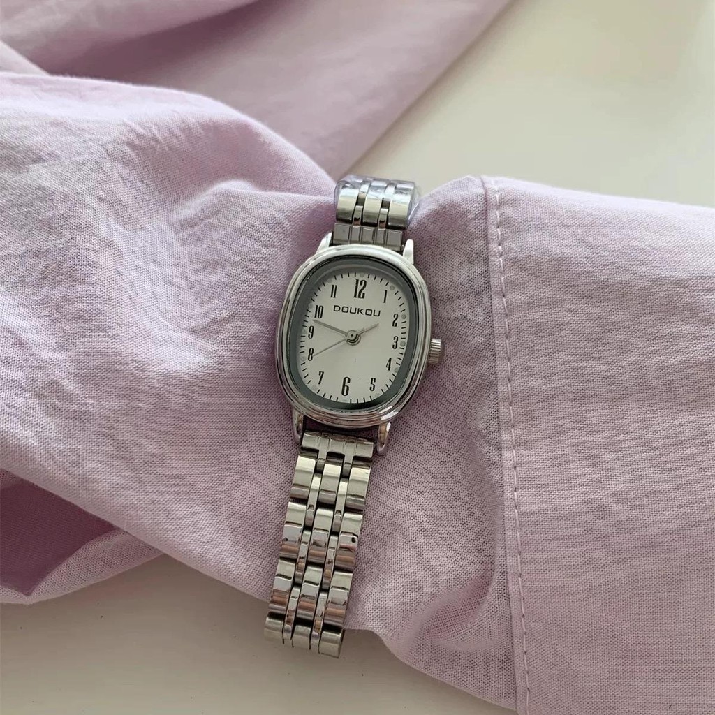 Minimalist Oval Women's Bracelet Watch with Stainless Steel Strap Quartz Wristwatch for Women