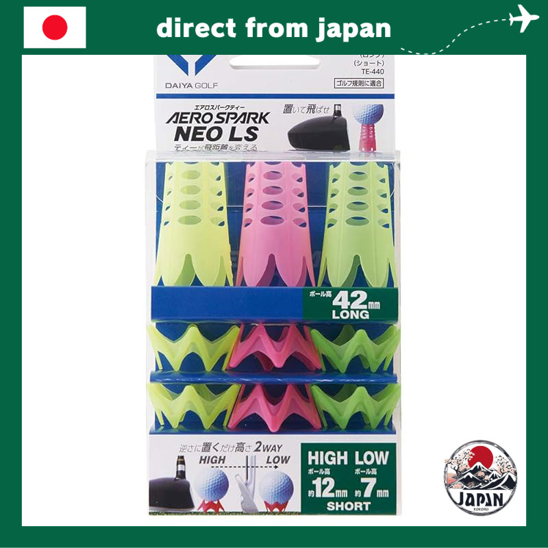 DAIYA GOLF Aero Spark Golf Tees - Short and Long Options in Yellow, Pink, and Green