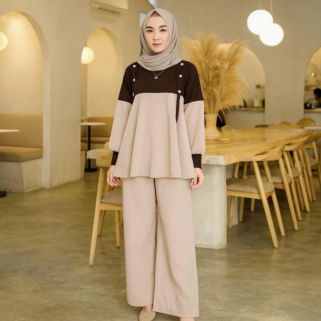 NJW  - SETELAN SLVYIA WANITA - ATASAN DAN CELANA SETELAN CASUAL WANITA