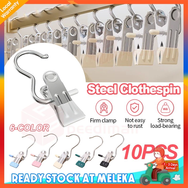 10Pcs Clip Hanger Anti-Rust Clip Space-Saving Hanger Clothespin Hat Pants Storage Hanging Travel Hook Garment Clips 衣架挂钩