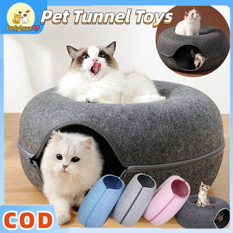 Cat Tunnel Play Cat Toy Indoor Pet Toy Cats Bed Kitten Training Donuts House Felt Cat Nest Removable
