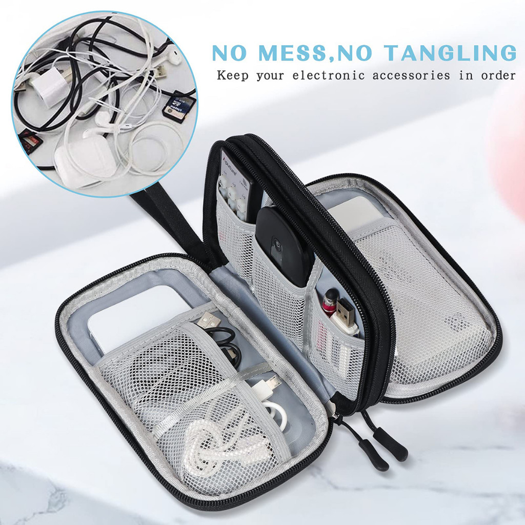 Travel Cable Organizer Bag - EVA Pouch for Gadgets Chargers, and Accessories