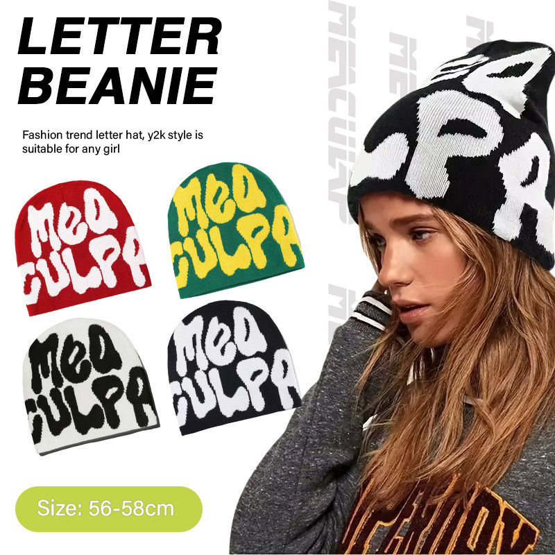 Cute Knitted Beanies Hat Women Men Autumn Winter Warm Thick Knitting Bonnet Popular Hip-Hop Cap