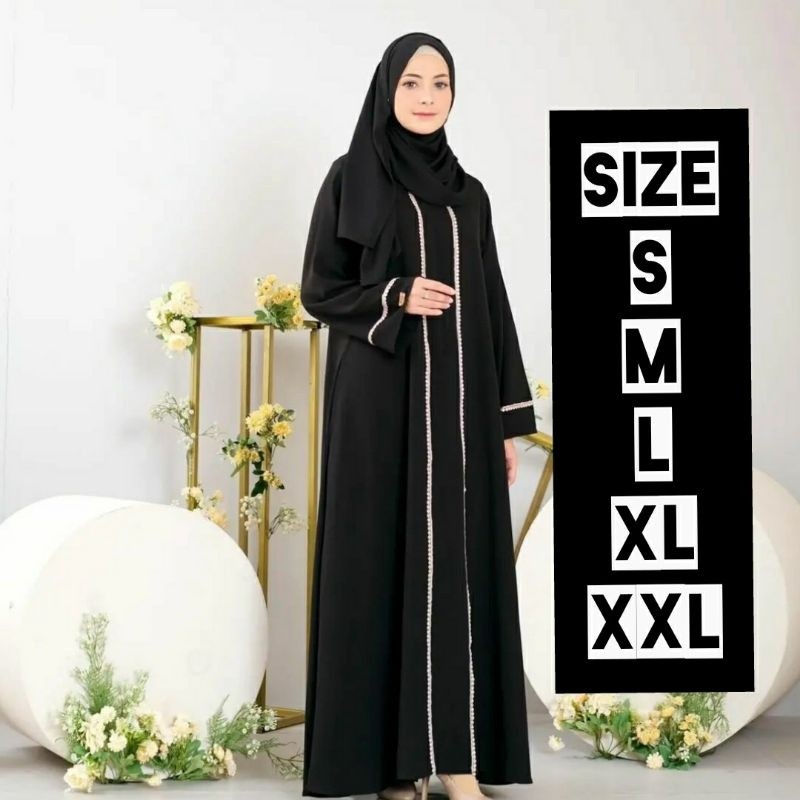 Abaya Hitam Polos Jetblack Turkey Modern Baju Gamis Hitam Polos Wanita Remaja Size S M L XL XXL Adem