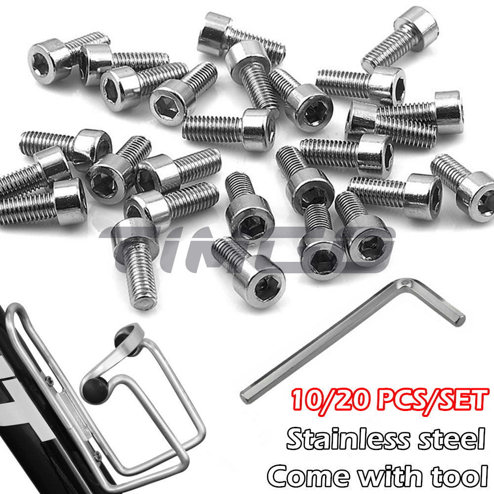 10-20 Chiếc M5 Thép Không Gỉ MTB Đường Gấp Xe Đạp Xe Đạp Bình Nước Lồng Giá Bu Lông Giá Đỡ Bu Lông Vít Có Lục Giác Chìa Khóa