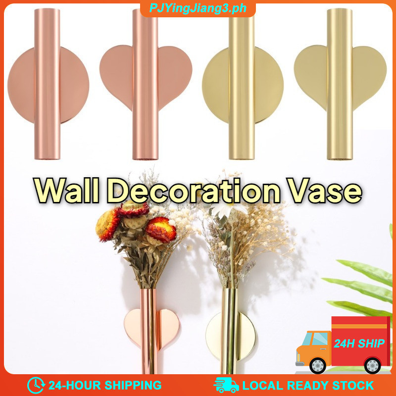 Nordic Style Wall Decoration Paste Perforation-free Pendant Metal Flower Arranger Fake Flower Interi