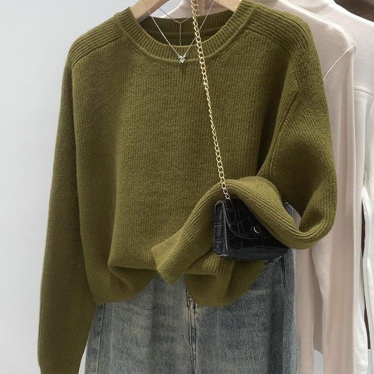 Loose New Short Knitted Sweater Long Sleeved Top