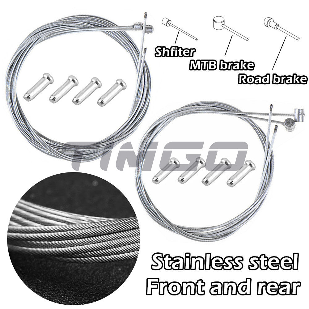 2 Chiếc Cáp Thép Không Gỉ MTB Núi Xe Đạp Đường Bộ Bánh Răng Dịch Chuyển Derailleur Phanh Bên Trong Cáp Phía Trước Phía Sau Bộ Có Đầu Cáp
