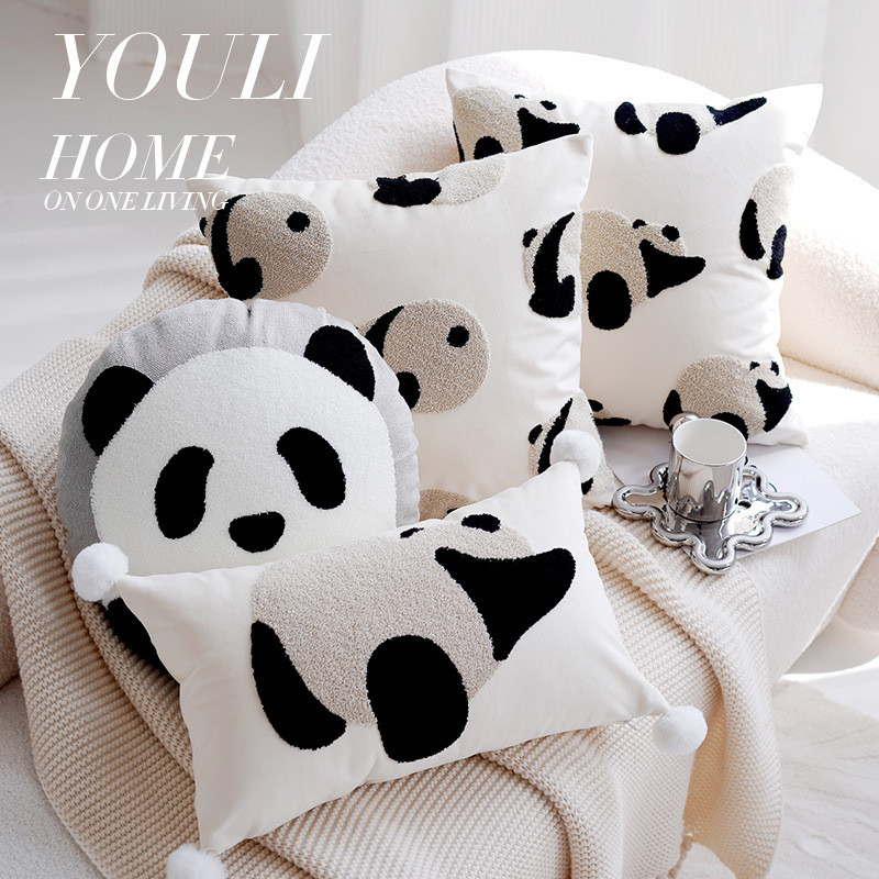 Panda Pillows Cushion Cover Decorative Pillow Chinese Traditional Embroidery Decorative Pillow For S