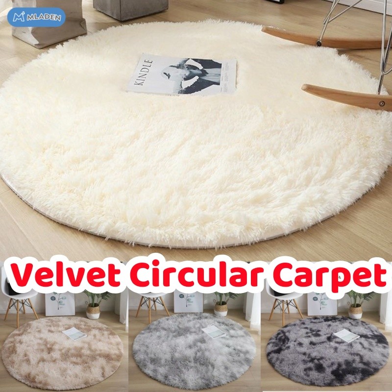 MLADEN Velvet Circular Carpet Soft Fluffy Multicolor Rug Bedroom Mats Office Home Decoration