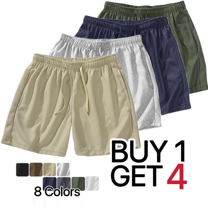 Buy 1 GET 4 Total of 4 Waffle Plain Shorts with Two Side Pockets for Men and Women Menswear