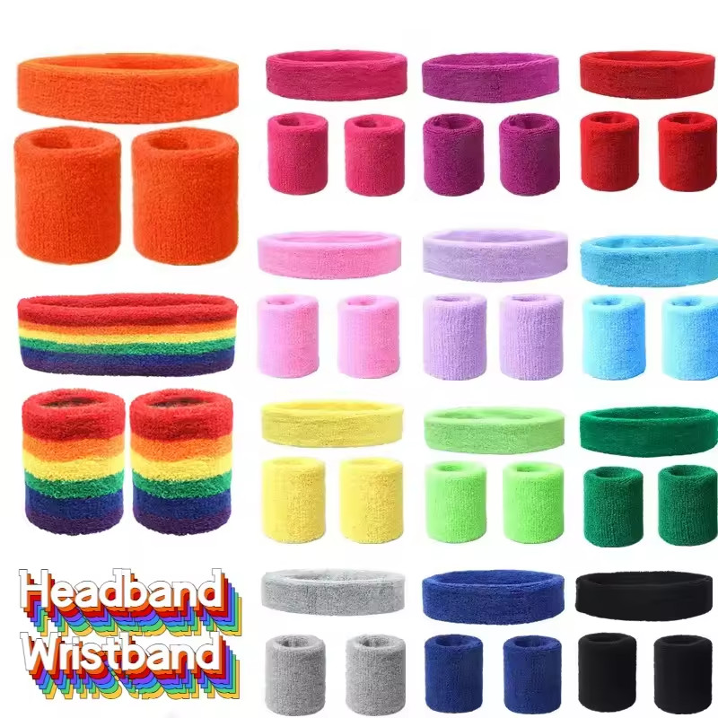 3pcs Sport Headband Wristband Hight Elasticity Sweat Absorbent Protection Wrist Yoga Running Fitness