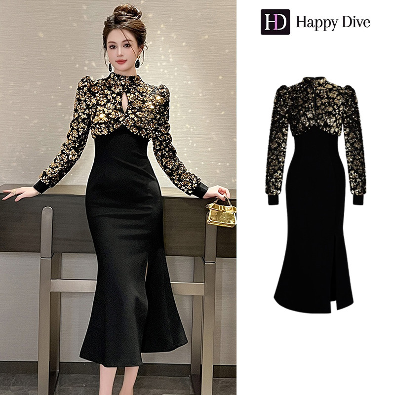 Happy Diva Women'S Dresses Sequins Dresses Patchwork Dresses Fishtail Formal Occasion Party Evening
