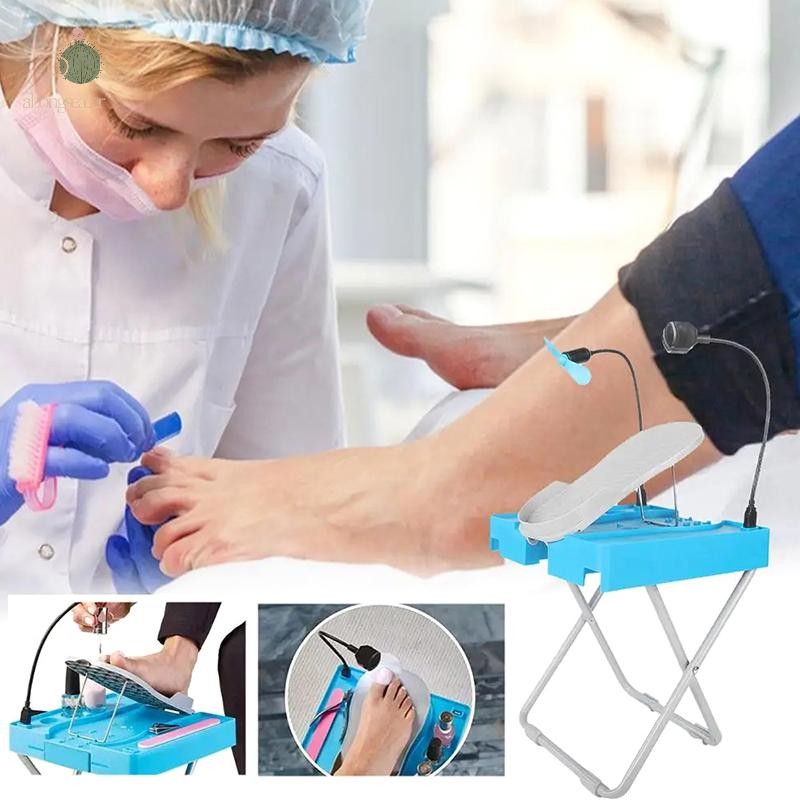 abongsea Pedicure Descanso Para Os Pés Beleza Ajustável Apoio Cadeira De Ajudante Com Espelho Led E