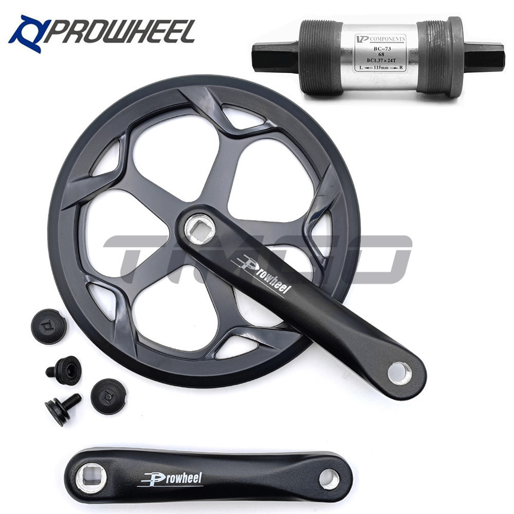 Prowheel Fixie Road Gấp Xe Đạp 1x Tốc Độ Crankset 52T Đơn Cahinring Vuông Côn 165mm Tay Quay Hợp Kim Nhôm