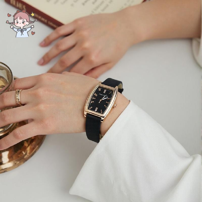 Top Plaza Womens Ladies Fashion Rectangle Leather Wristwatch Elegant Simple Dial Analog Quartz Watch