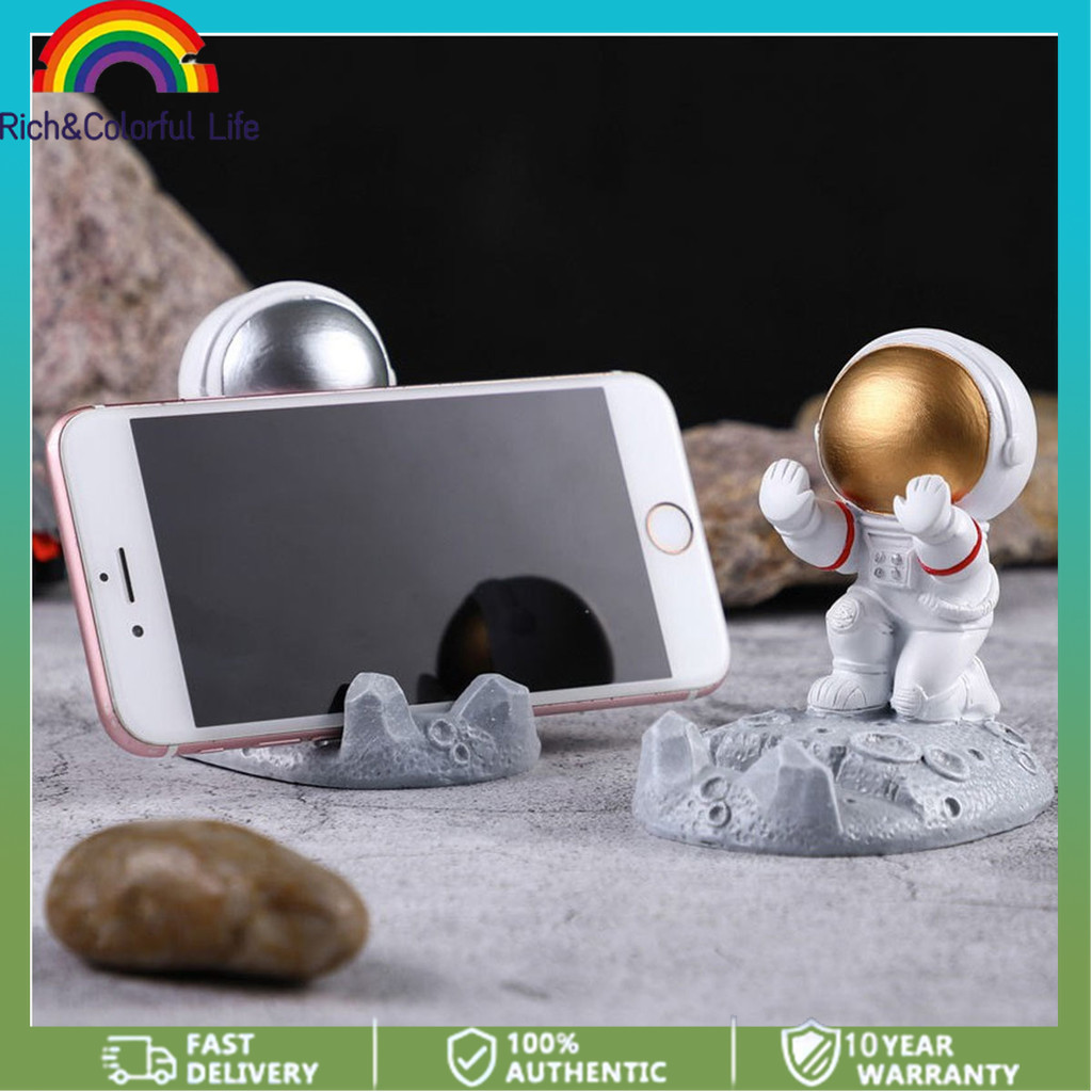 Spaceman Astronaut Statue Cell Phone Tablet Desktop Stand Desk Holder Bracket