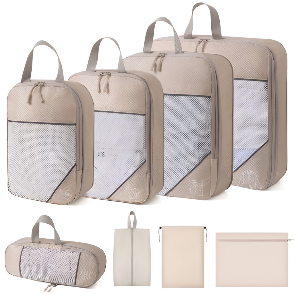 8 Pcs Compression Travel Organizer Packing Cube Travel Pouch Luggage Bag Foldable Portable Suitcase