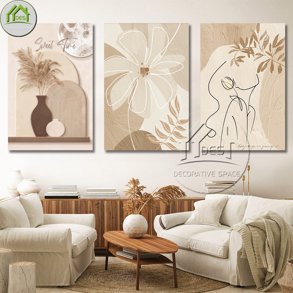 Minimalist Line Art Rose Prints Set of 3 Framed Botanical Wall Art Aesthetic Decor for Living Room
