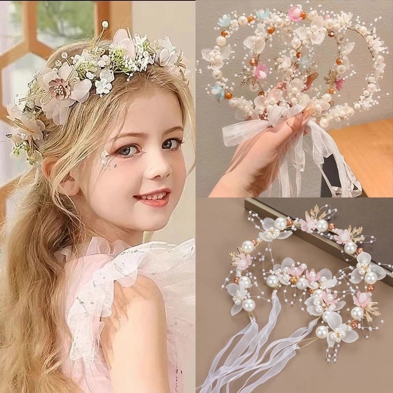 Super Fairy Leaves Flowers Garland Pearl Hair Band Bridal Sweet Wedding Dress Headwear Bracelets