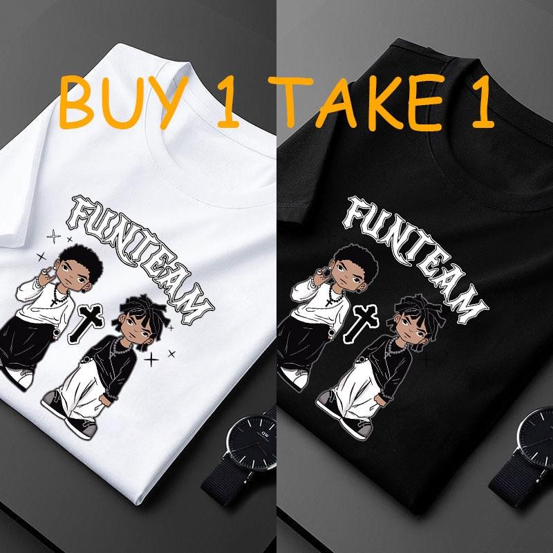 [BUY 1 TAKE 1] 2pcs Solid color Couple Print T-shirts Fashion minimalism Unisex T-shirts Simple tops