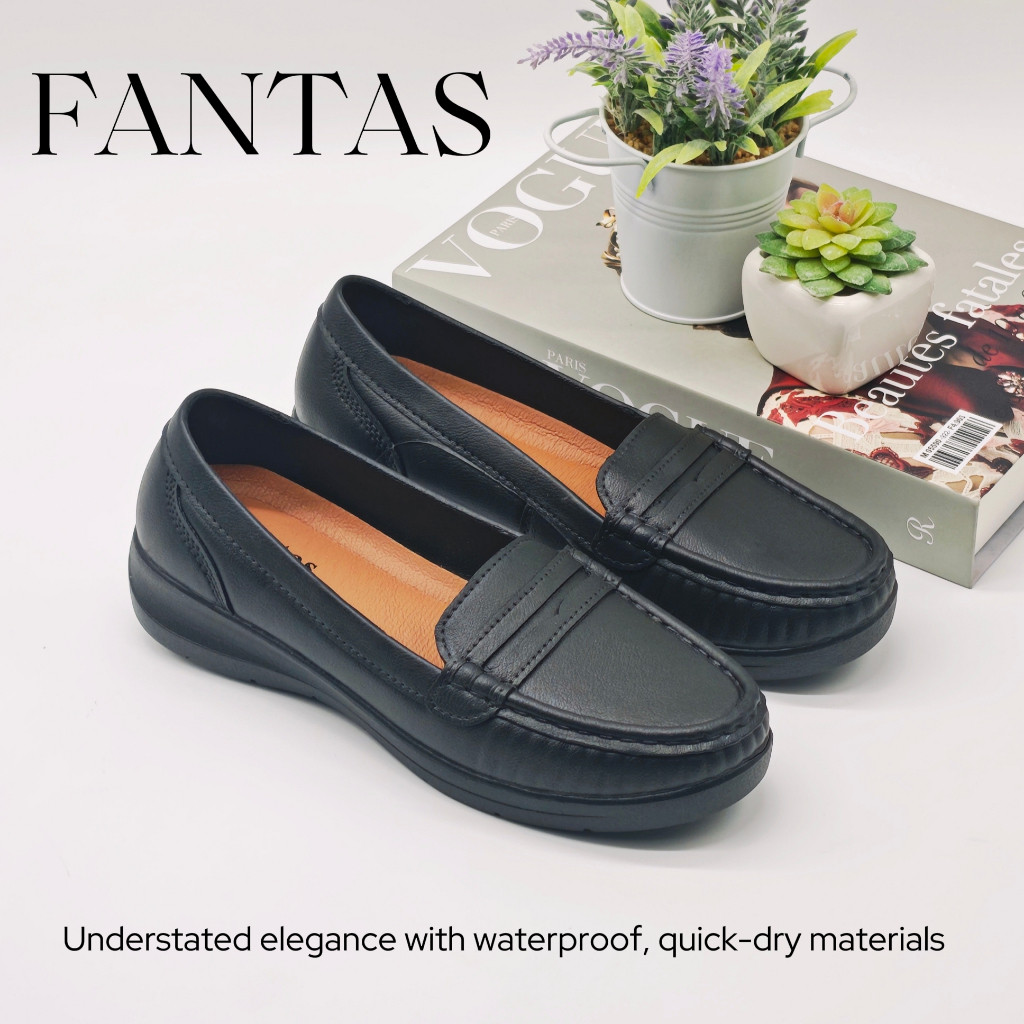 Fantas Rubberizes Elegant Blackshoes For Women Cloudy Soft Rubber Formal Shoes