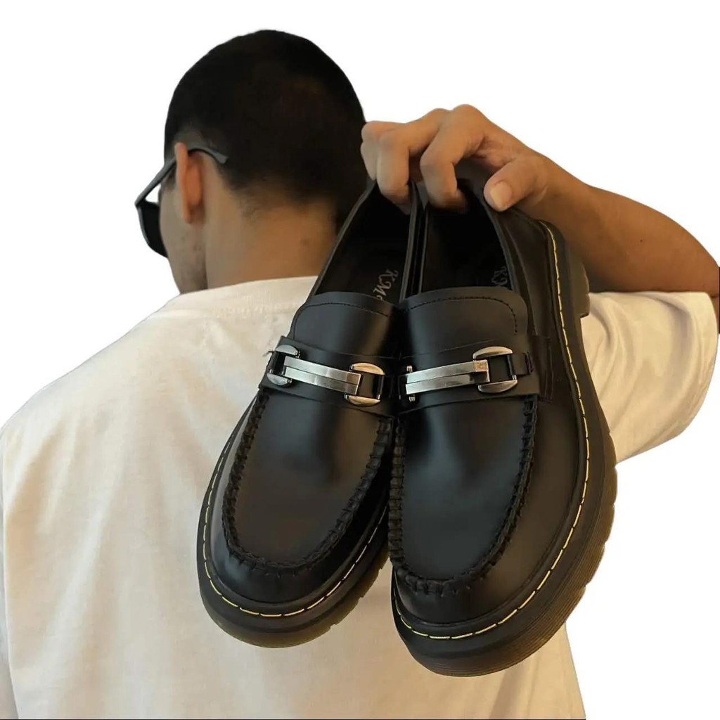 KMY new yellow stitch metal desgin light weight flexible cool unisex loafers kmy loafers
