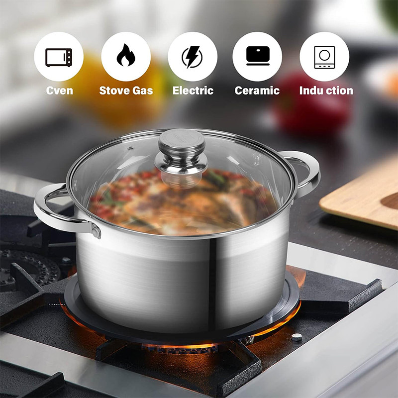 Double Handle Curved Bottom Casserole High Quality Stainless Steel Multi-purpose Cooking Pot