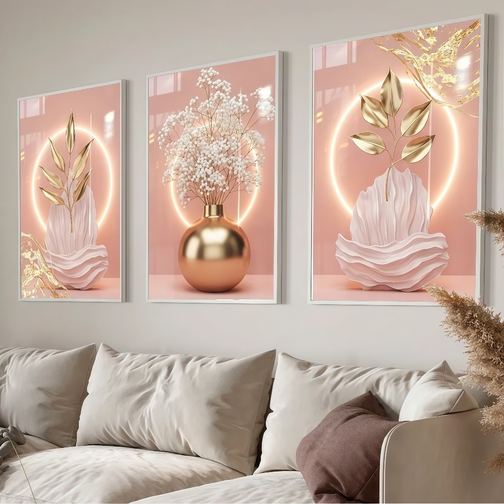 3PCS Wall Decor Modern Art Floral Art Prints Living Room Decor Bedroom Decor Art Display