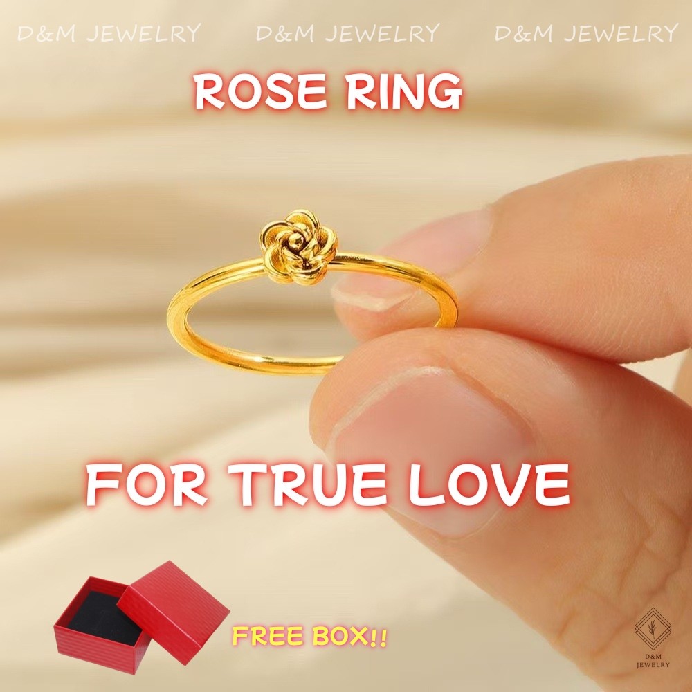 18K Gold Plated Rose Flower Ring for Women Dainty Minimalist Non-Tarnish WITH FREE BOX Best Gift