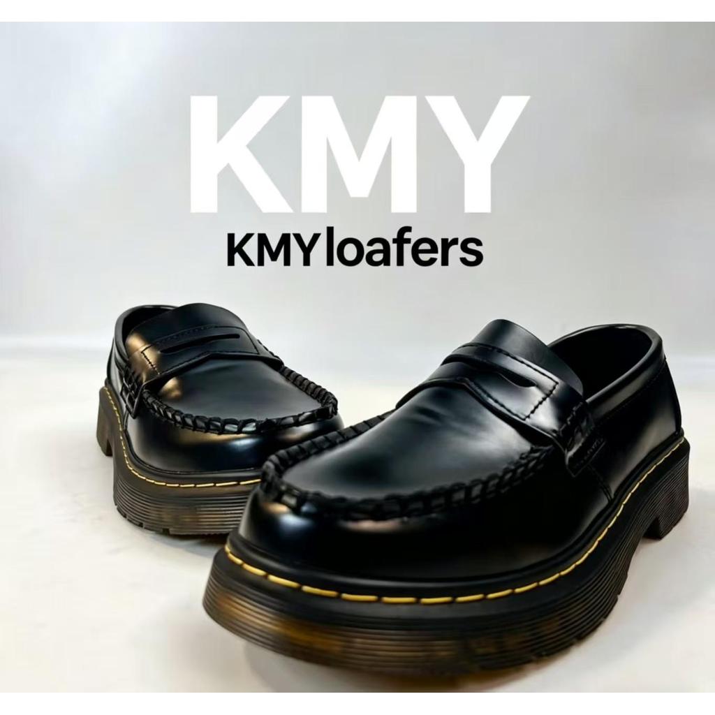 KMY cowhide leather Penny loafers for men men loafers oxford yellow stitch slip-on kmy penny loafers