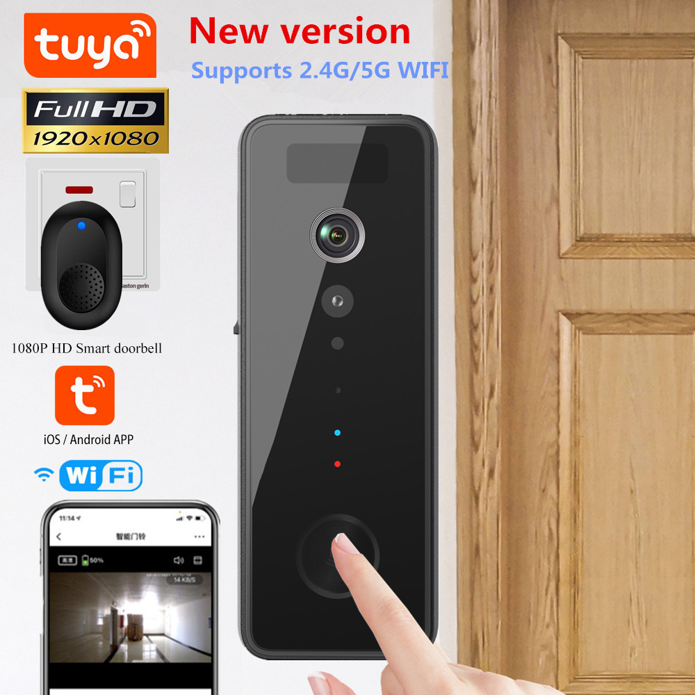 NEW 5G WIFI 1080P Doorbell Tuya Smart Video Waterproof Doorbell WIFI Wireless Door Bell Night Vision Smart Home Video Intercom Camera PIR Motion Detection