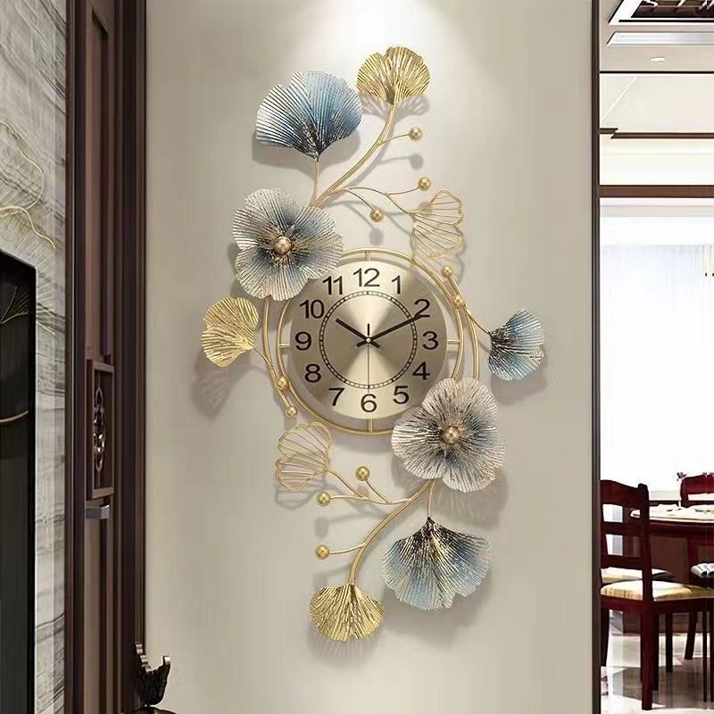 Ginkgo Leaf Wall Clock - Stylish & Light Luxury Art Wall Watch for Living Room, Dining Room, Home De