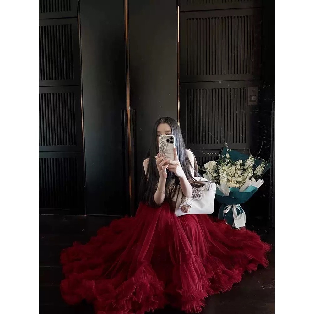 Váy nửa dài không đều tuyệt đẹp, váy gạc