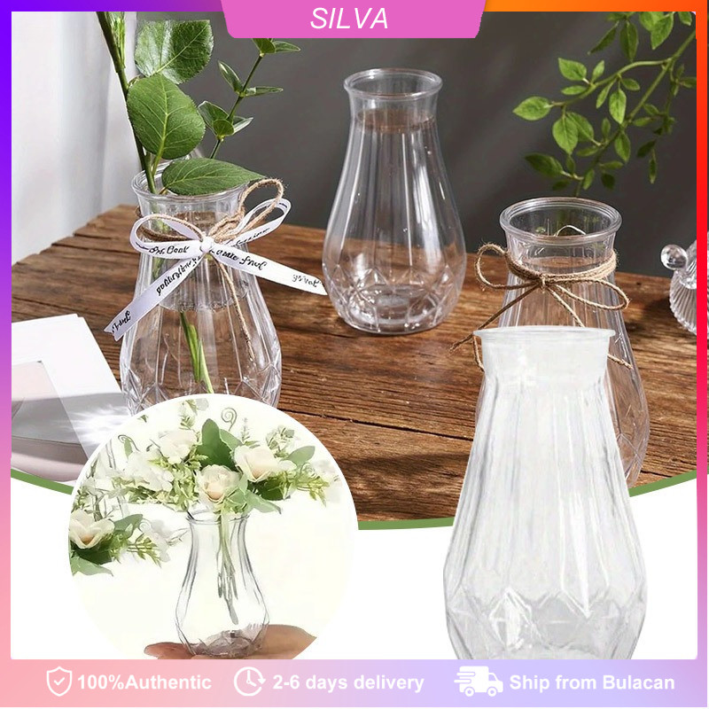 5PCS Transparent Plastic Flower Vase Home Wedding Display Imitation Glass Decoration Vase Arrangemen
