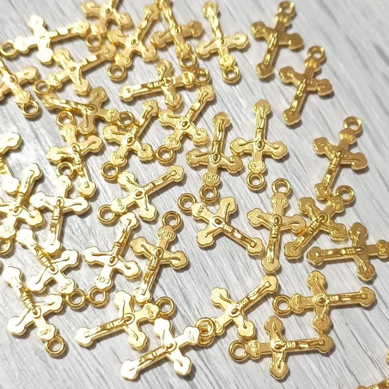 30pcs Gold Plated Metal Cross Pendant For DIY Religious Necklace Bracelet Jewelry Accessories Silver