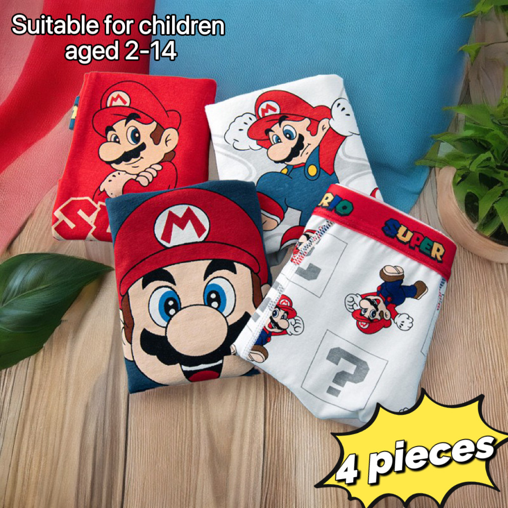 Boys' Underwear Children's New Mario Cartoon Series Boxer Briefs Baby Boys Stylish Antibacterial Fou