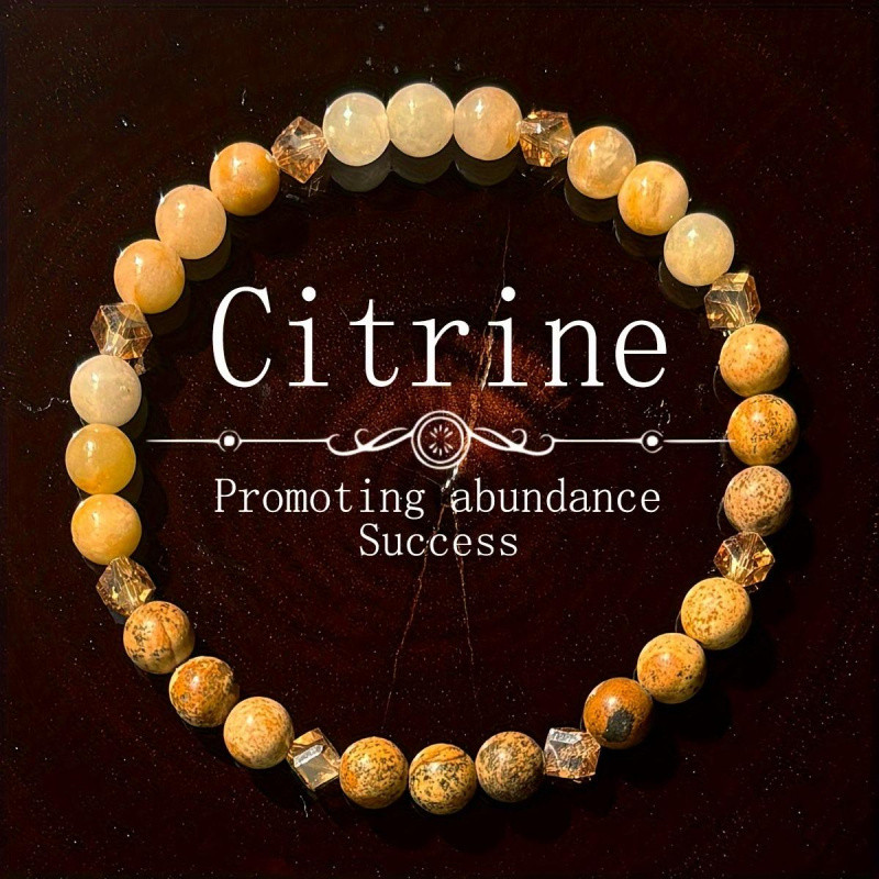 Citrine Stone Beaded Bracelet Jewelry For Abundance And Success Unisex Couple Bracelet Gift Ideas Fo