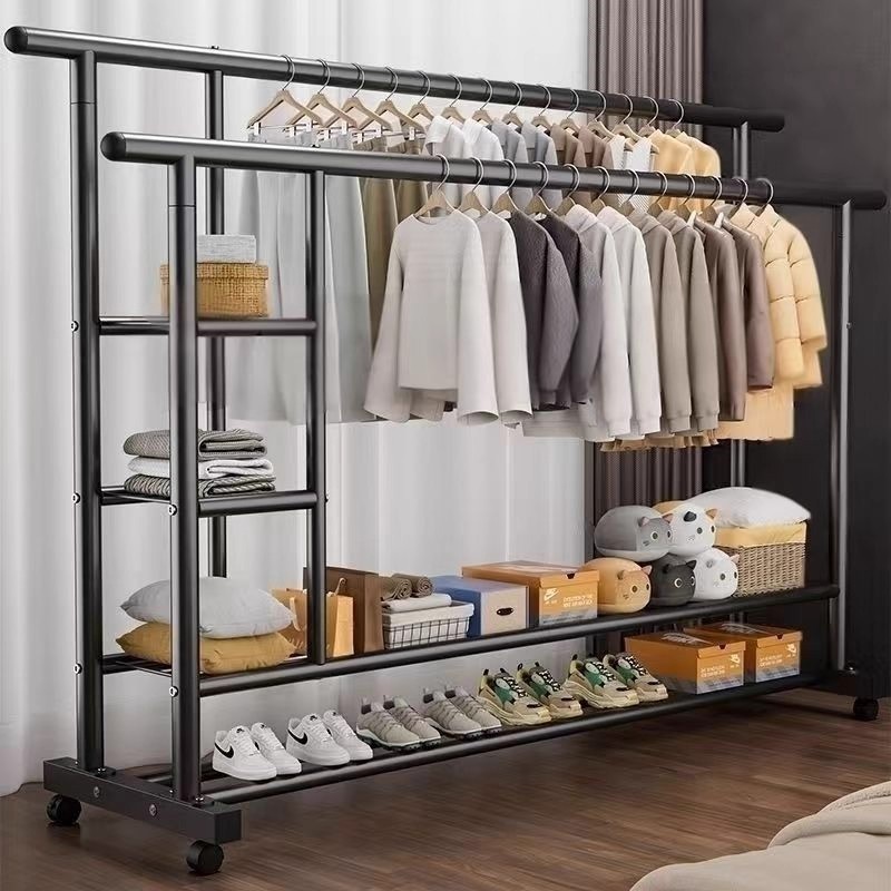 Clothes rack, floor-standing clothes rack, outdoor drying rack, rack for drying clothes, rack for hanging clothes cz Indoor double-rod clothes rack