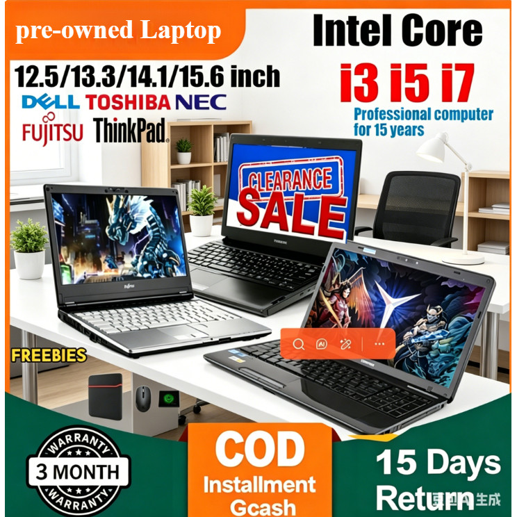 2K Barget 12/13.3/15.6 inches Used Laptop with Intel i3 i5 Processor 4G Ram128G SSD Assorted Brand