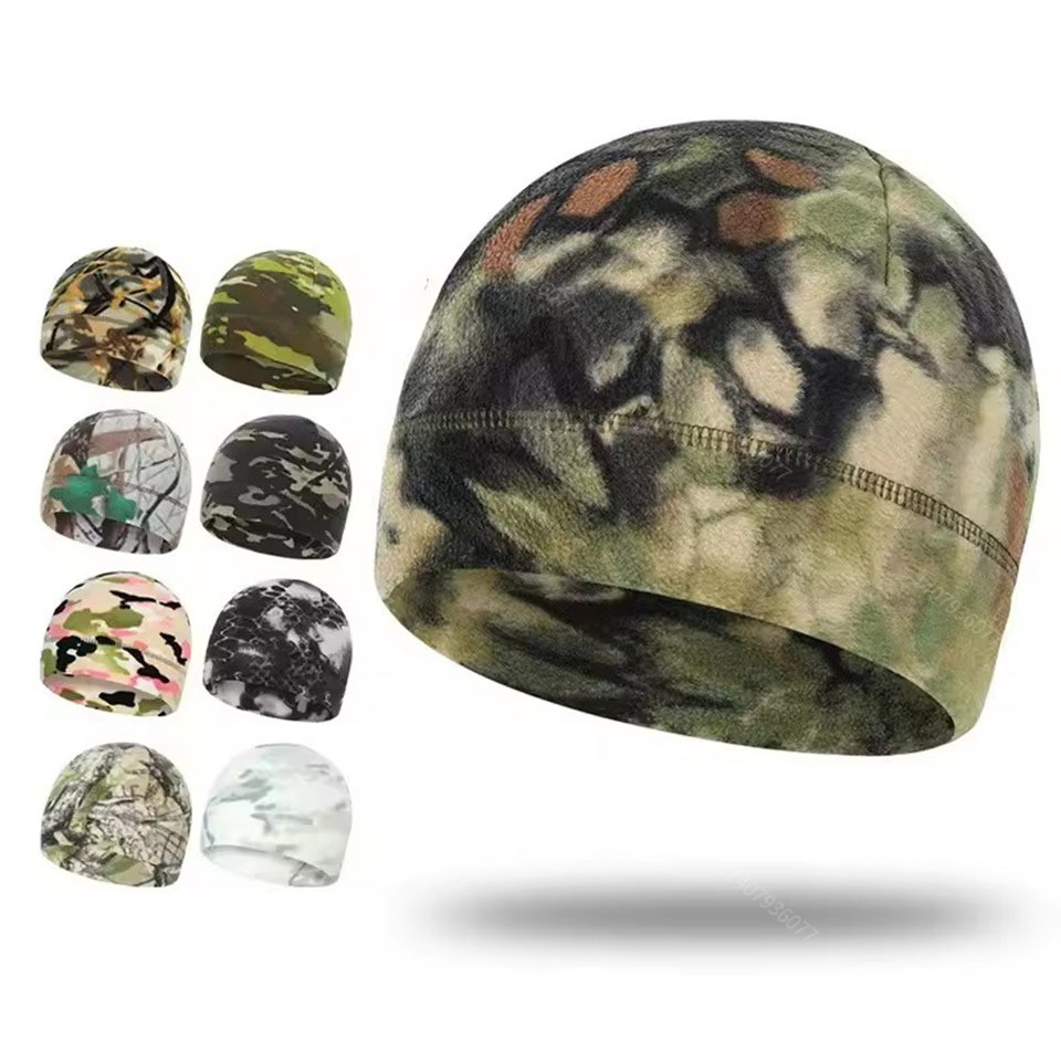 1PCS New Camouflage Beanie Hat Soft Polar Fleece Caps for Autumn Winter Men Outdoor Keep Warm Ear Pr