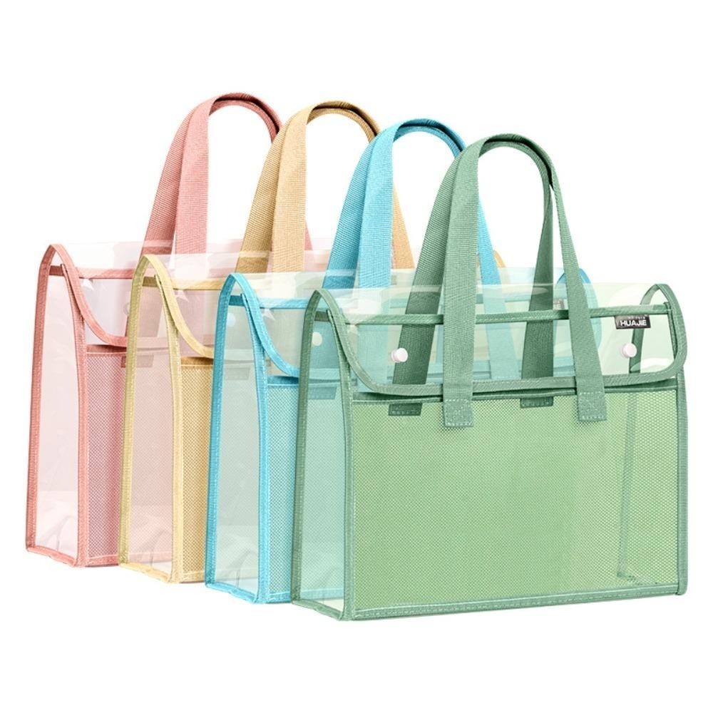 Large Capacity Waterproof Durable PVC File Bag Portable Test Handbag School Office Supplies Document