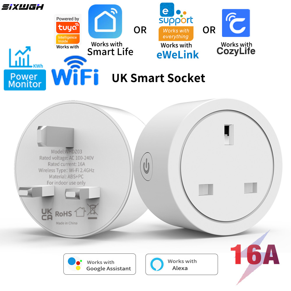 WiFi smart socket smart plug uk standard - 16a power monitoring timer voice control